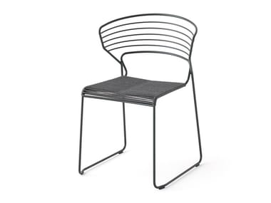 KOKI WIRE - Sled base steel chair with polyester rope seat.