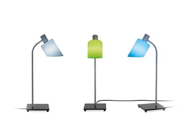 LAMPE DE BUREAU - Glass and steel desk lamp (Request Info).