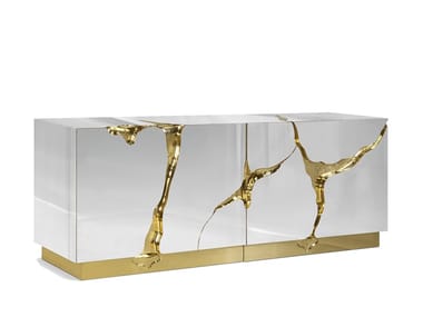 LAPIAZ - Stainless steel sideboard with mirrored door (Request Info).