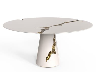 LAPIAZ WHITE - Round wooden dining table (Request Info).