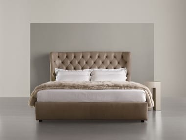 LAUREN - Leather double bed with tufted headboard (Request Info).