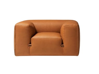 LE MURA - Modular leather armchair with armrests (Request Info).