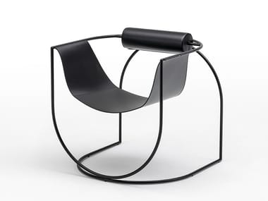 LEMNI - Tanned leather armchair with armrests (Request Info).