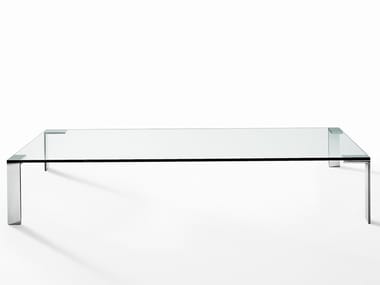 LIKO GLASS - Rectangular crystal and steel coffee table.