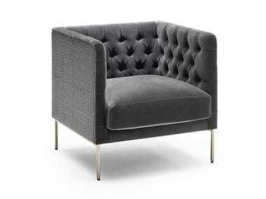 LIPP RATTAN - Tufted fabric armchair with armrests (Request Info).