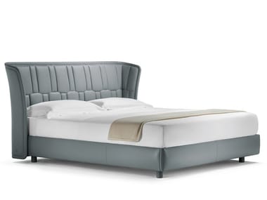 LOLA DARLING - Leather double bed with upholstered headboard (Request Info).