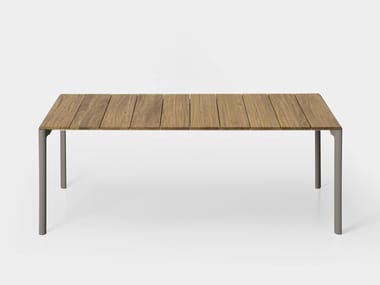 MAKI SLATTED - Extending rectangular teak garden table (Request Info).