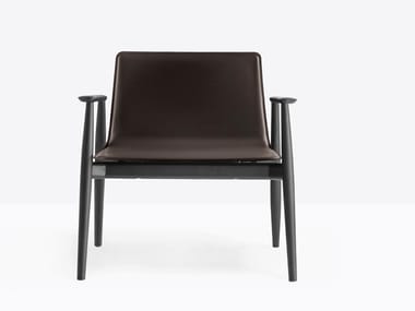 MALM? 297 - Tanned leather easy chair with armrests by Pedrali