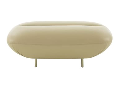 MANAROLA - Upholstered leather footstool (Request Info).