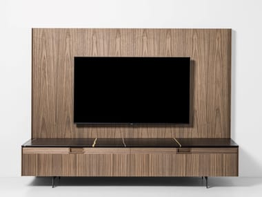 MATICS - Modular walnut TV cabinet with flap doors (Request Info).
