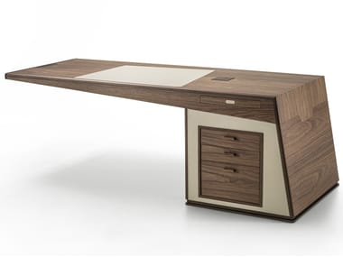 MID? - Rectangular walnut writing desk with drawers (Request Info).