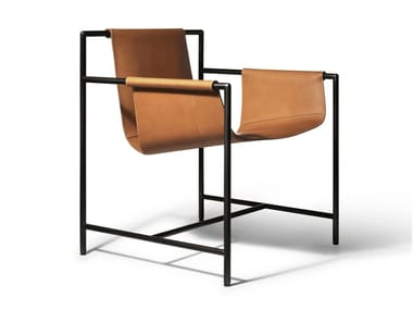MING'S HEART - Tanned leather easy chair with armrests (Request Info).