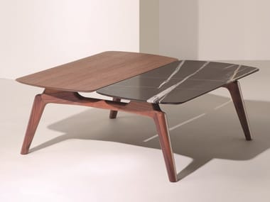 MIXTA DUO - Wood and marble coffee table (Request Info).