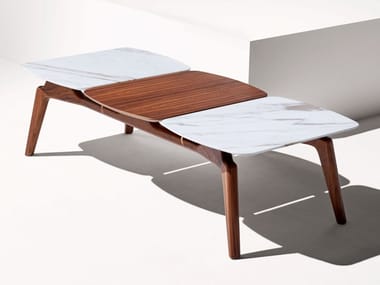 MIXTA TRIO - Wood and marble coffee table (Request Info).