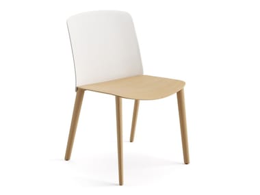 MIXU - Polypropylene and plywood chair with oak legs (Request Info).