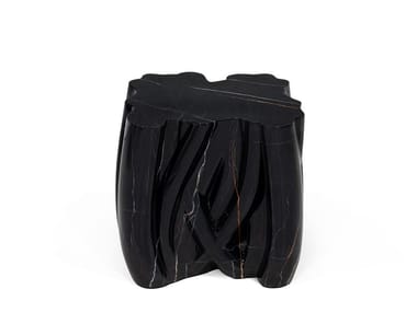 MONOCHROME FAUX-MARBLE - Glass-fibre side table (Request Info).