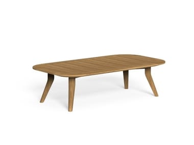 MOON TEAK - Rectangular teak garden side table (Request Info).
