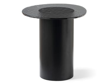 MUSHROOM - Wood and glass high side table (Request Info).