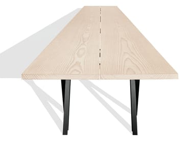 N.E.T. TABLE - Rectangular table with wooden top and aluminum base (Request Info).