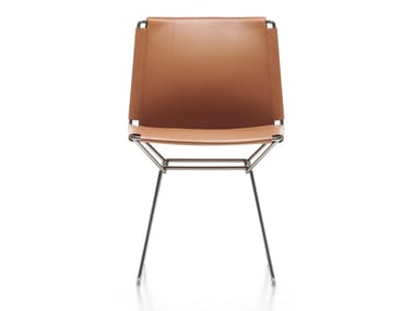 NEIL LEATHER - Sled base tanned leather chair.