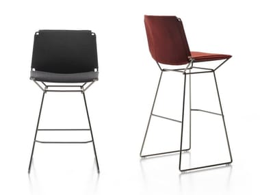 NEIL TEXTILE - Sled base fabric stool with removable cover with footrest (Request Info).