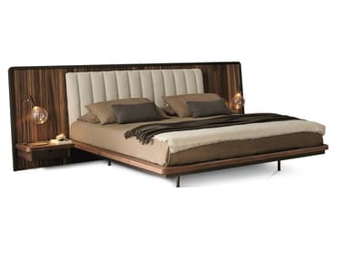 NELSON L - Walnut double bed with integrated nightstands (Request Info).