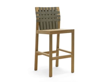 NETWORK 150 - High teak stool with footrest (Request Info).