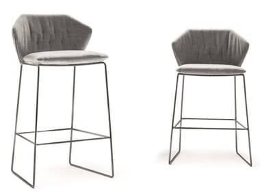 NEW YORK - Sled base fabric stool with footrest (Request Info).