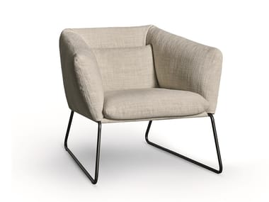 NIKOS LOW - Upholstered fabric armchair with removable cover (Request Info).