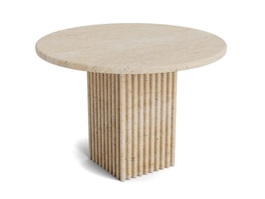 SOHO - Round travertine coffee table (Request Info).