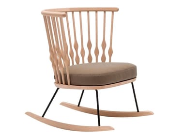 NUB BU1455 - Rocking beech easy chair with integrated cushion (Request Info).