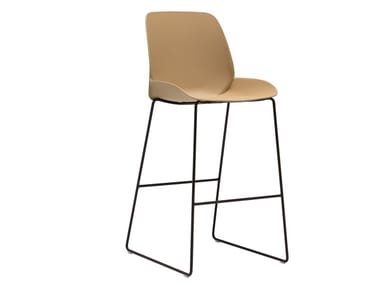 NUEZ Outdoor BQ2891 - High sled base Polymer stool with footrest (Request Info).