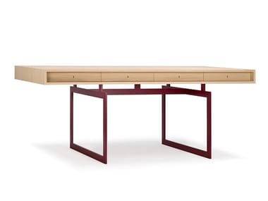 OFFICE DESK - Aluminium and wood writing desk with drawers (Request Info).