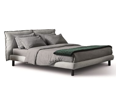 OLIVER - Fabric double bed with removable cover with upholstered headboard (Request Info).