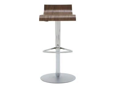PAM - High height-adjustable multi-layer wood stool (Request Info).