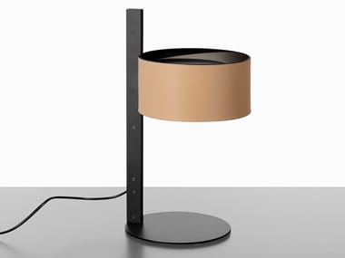 PARALLEL - 296 - Metal and leather table lamp (Request Info).