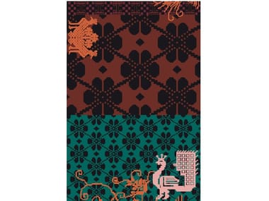 PEACOCK DARK COLORS - Handmade wool rug (Request Info).