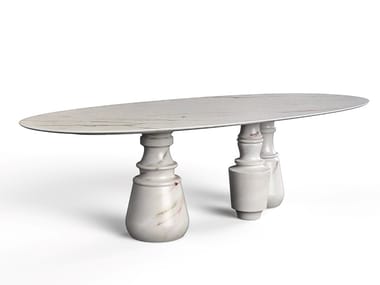 PIETRA OVAL XL - Oval Estremoz marble dining table (Request Info).