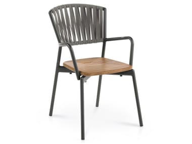 PIPER 121 - Polyester and teak garden chair with armrests (Request Info).