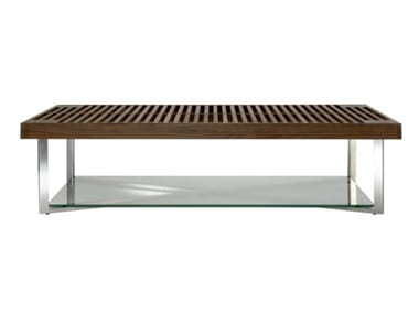 PONTON - Low rectangular walnut coffee table (Request Info).