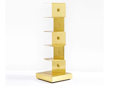PTOLOMEO GOLD - Open freestanding brass bookcase (Request Info).