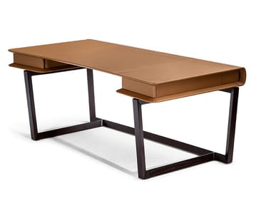 PEEK-A-BOOK - Rectangular writing desk with leather top and drawers (Request Info).