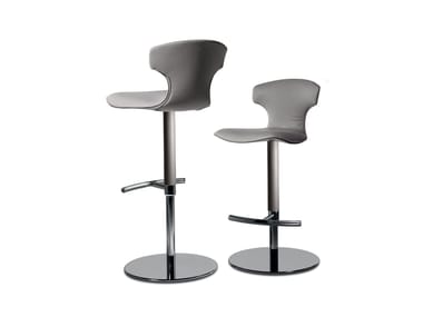 MONTERA MAS - Swivel high leather stool with back (Request Info).