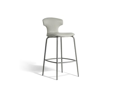 MONTERA MAS - High leather stool with back (Request Info).