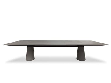 MESA DUE - Rectangular leather meeting table with cable management (Request Info).