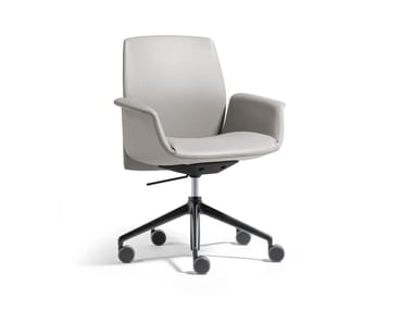 DOWNTOWN CONFERENCE - Swivel leather office chair with 5-Spoke base with armrests (Request Info).