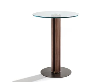 QUADRIFOGLIO BISTROT - High table in canaletta walnut and glass top (Request Info).
