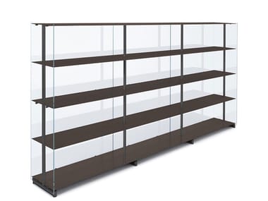 Red Baron - Modular Glass and Aluminum Bookcase.