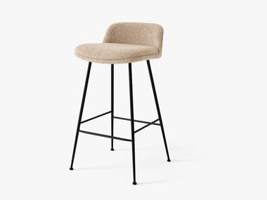 RELY HW84 - High upholstered fabric stool with footrest (Request Info).