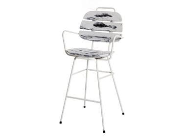 RIBS UP - Polyethylene garden stool with back (Request Info).